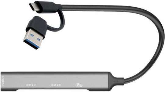 i-tec Hub 4 Θυρών USB 3.0 με σύνδεση USB-A / USB-C Ασημί