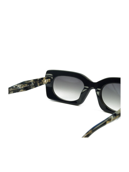 Scotch & Soda Women's Sunglasses with Black Plastic Frame and Green Gradient Lens SS7041-001