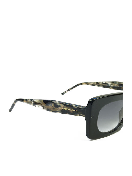 Scotch & Soda Women's Sunglasses with Black Plastic Frame and Green Gradient Lens SS7041-001