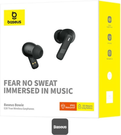Baseus E20 In-ear Bluetooth Handsfree Earphones with Sweat Resistance and Charging Case Black