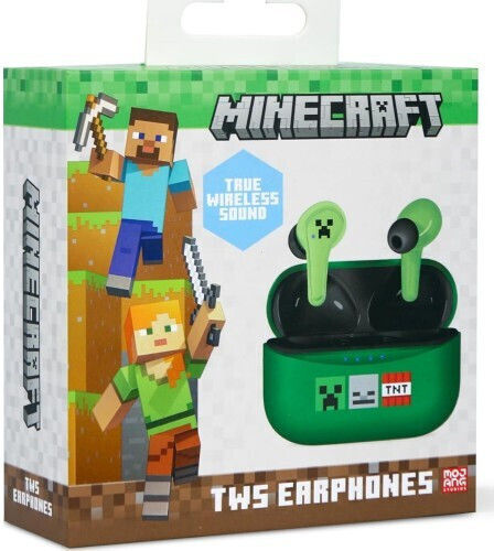 OTL Minecraft In-ear Bluetooth Handsfree Ακουστικά με Θήκη Φόρτισης Πράσινα