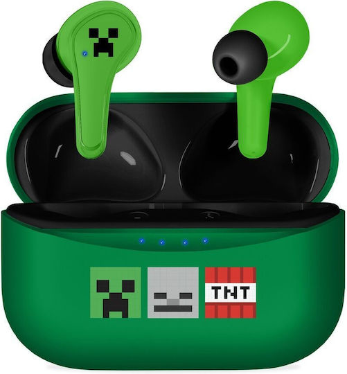 OTL Minecraft In-ear Bluetooth Handsfree Ακουστικά με Θήκη Φόρτισης Πράσινα