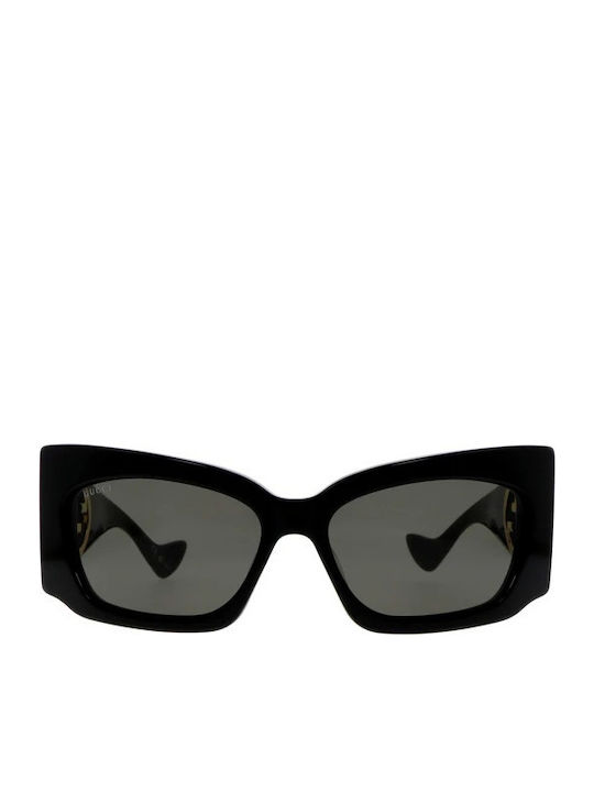 Gucci Women's Sunglasses with Black Horn-Rimmed Frame and Grey Lenses GG1412S 001