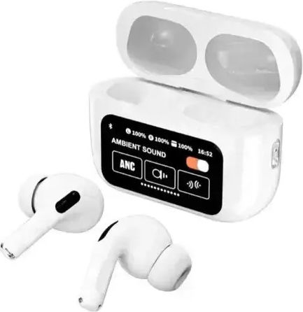 A9 Pro In ear Bluetooth хендсфри Слушалки с Устойчивост на Пот и Кутийка за Зареждане Бял