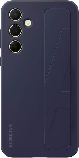 Samsung Standing Grip Umschlag Rückseite Silikon mit Band Schwarz (Galaxy A55)