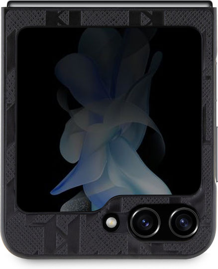 Karl Lagerfeld Saffiano Monogram Ikonik Pin Back Cover Plastic Negru (Galaxy Z Flip5)