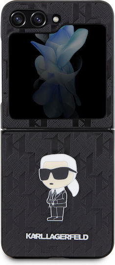 Karl Lagerfeld Saffiano Monogram Ikonik Pin Back Cover Plastic Negru (Galaxy Z Flip5)