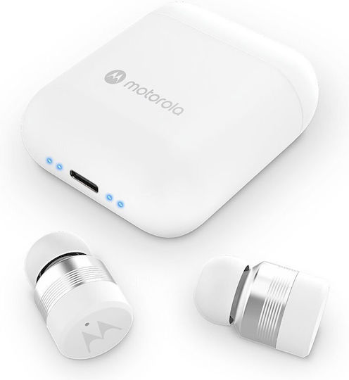Motorola Moto Buds 120 Bluetooth Handsfree Ακουστικά με Αντοχή στον Ιδρώτα και Θήκη Φόρτισης Λευκά
