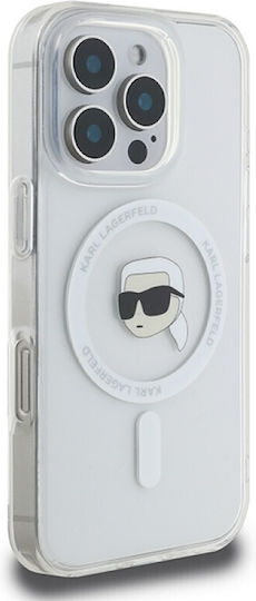 Karl Lagerfeld Karl Head Magsafe Umschlag Rückseite Kunststoff Weiß (iPhone 17 Pro Max / iPhone 17 Pro / iPhone 16 Pro Max)