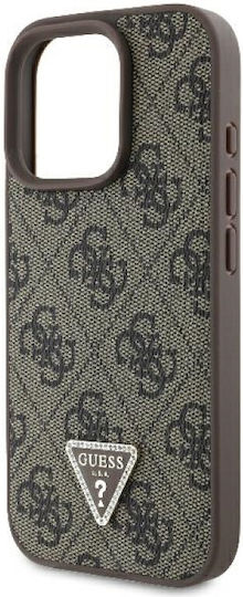 Guess Metal Logo Strass Crossbody Back Cover Synthetic Leather with Strap Brown (iPhone 16 Pro)