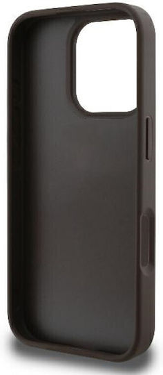 Guess Metal Logo Strass Crossbody Back Cover Synthetic Leather with Strap Brown (iPhone 16 Pro)