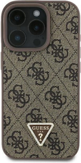 Guess Metal Logo Strass Crossbody Back Cover Synthetic Leather with Strap Brown (iPhone 16 Pro Max)