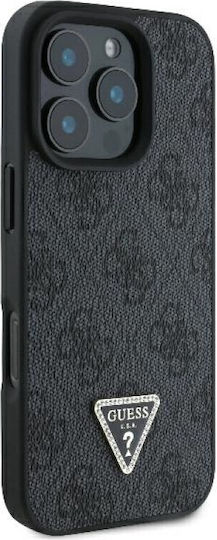 Guess Metal Logo Strass Crossbody Umschlag Rückseite Synthetisches Leder mit Band Schwarz (iPhone 17 Pro / iPhone 16 Pro)