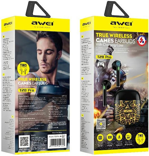 Awei T28 Pro In-ear Bluetooth Handsfree Ακουστικά με Θήκη Φόρτισης Black and Gray