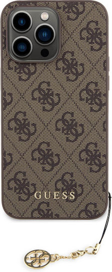 Guess 4g Charm Back Cover Synthetic Leather Brown (iPhone 15 Pro)