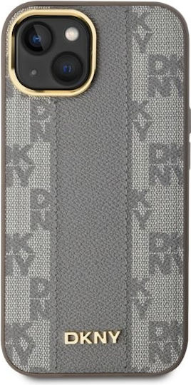 DKNY Checkered Pattern Umschlag Rückseite Synthetisches Leder / Leder Beige (iPhone 15)