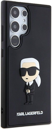 Karl Lagerfeld Ikonik Umschlag Rückseite Silikon Schwarz (Galaxy S24 Ultra)