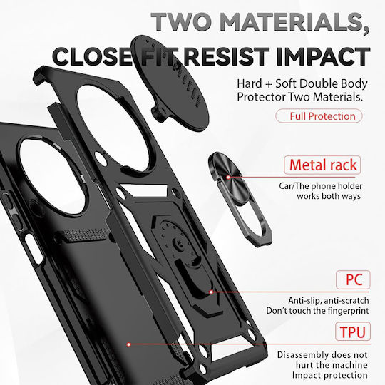 Techsuit Camshield Задна корица Силикон / Пластмаса Черен (Xiaomi Redmi A3)