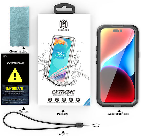 Shellbox 360 Full Cover Σιλικόνης Αδιάβροχο Μαύρο (iPhone 16 Pro Max)