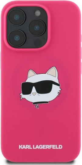 Sil Choupette Head Print Umschlag Rückseite Metallisch Fuchsie (iPhone 17 Pro Max / iPhone 17 Pro / iPhone 16 Pro Max)
