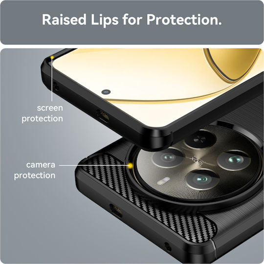Techsuit Carbon Umschlag Rückseite Silikon Schwarz (Realme 12 Pro / 12 Pro+)