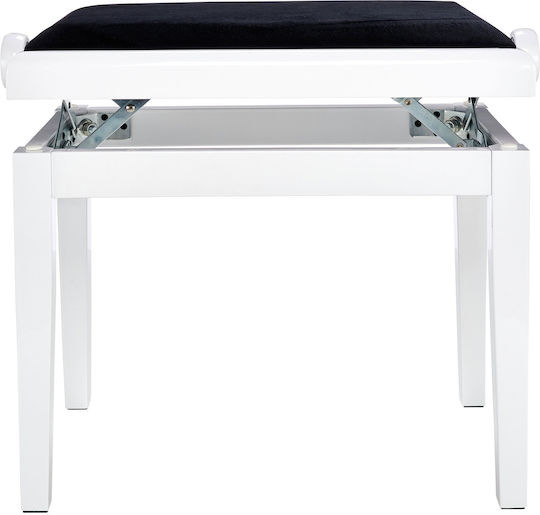 Gewa Piano Bench Deluxe Stool Piano Adjustable High Gloss White L52xW30xH48-57cm