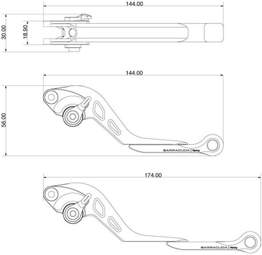 Barracuda Motorcycle Brake Lever Adjustable Black LVR138