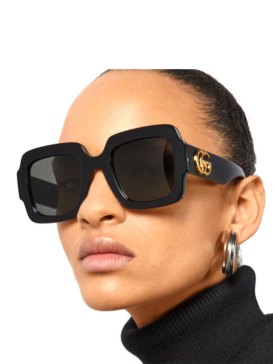 Gucci Women's Sunglasses with Black Plastic Frame and Black Lens GG1547S 001