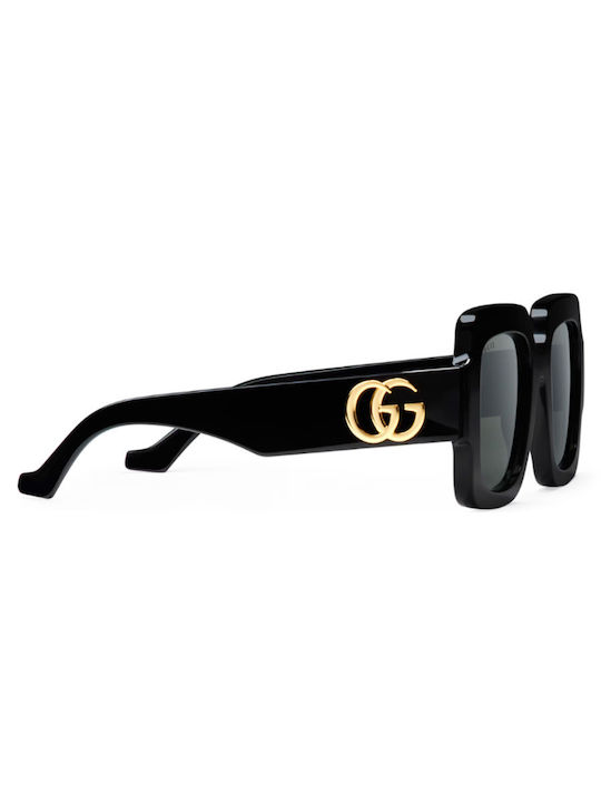 Gucci Ochelari De Soare Pentru Femei Cu Ramă Neagră Din Plastic Și Lentile Gri GG1547S 001