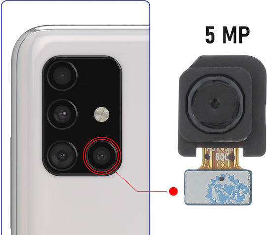 Задна камера с макро обектив Clappio за Samsung Galaxy A51 5mp Черен