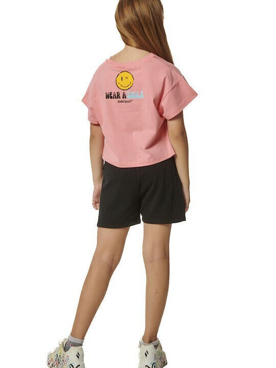 Kids' Crop Top Short Sleeve Coral Pink