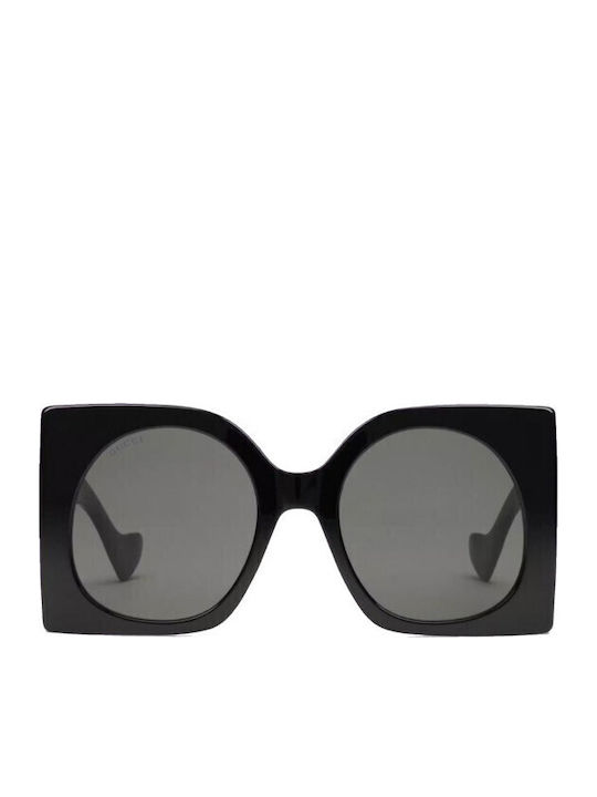 Gucci Unisex Sonnenbrillen mit Schwarzem Horn umrandetem Rahmen und Grauen Gläsern GG1254S 001