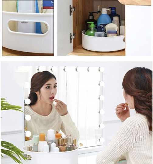 Puff Tray Tip Rotativ Organizator Frigider Dulap Suprafață Antiderapantă 22 Cm Alb