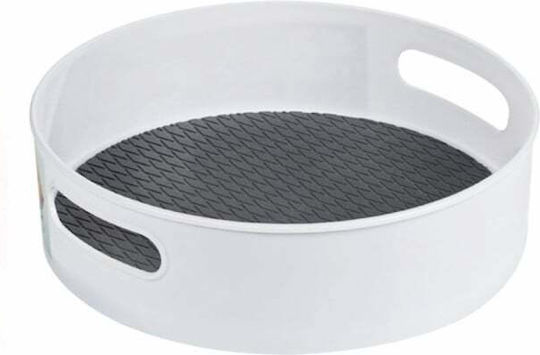 Puff Tray Tip Rotativ Organizator Frigider Dulap Suprafață Antiderapantă 22 Cm Alb
