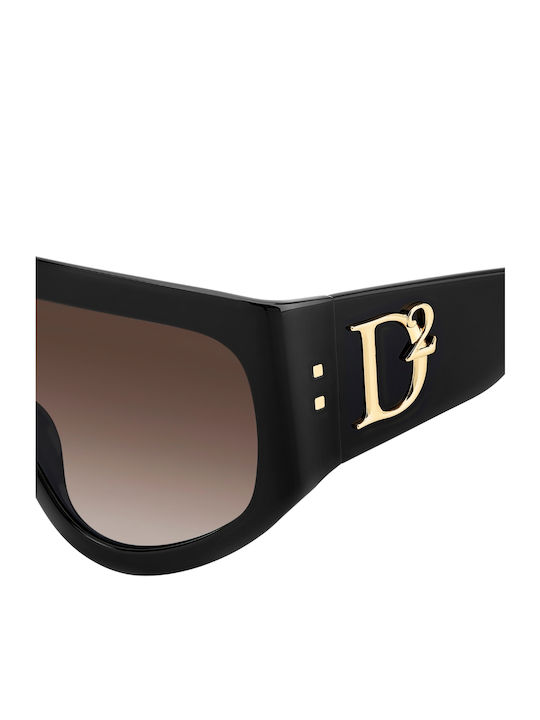 Dsquared2 Unisex Sunglasses with Black Plastic Frame and Brown Gradient Lens D2 0149/S 807/HA