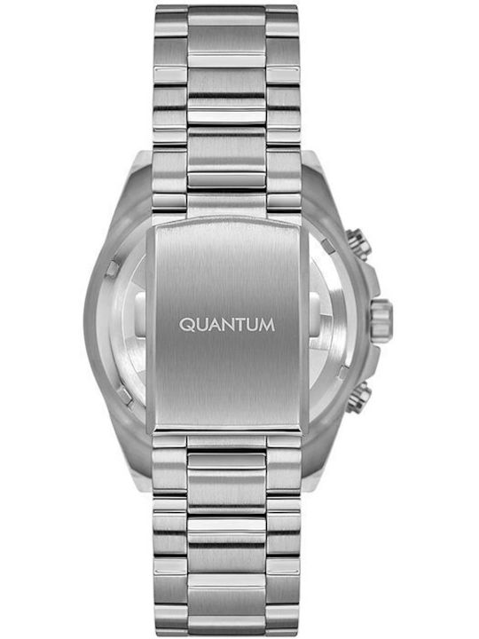 Quantum Men's Watch 45mm Chronograph Battery with Silver Metal Bracelet