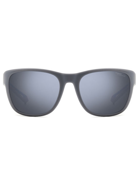 Polaroid Men's Sunglasses with Gray Plastic Frame and Blue Mirror Lens PLD7051/S RIW/31