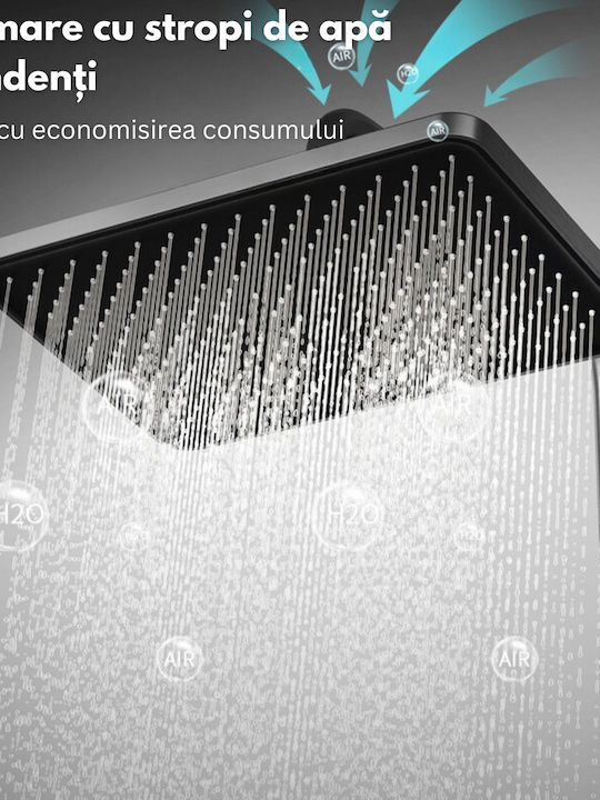 Led Shower Set Digital Temperature Display Visionhub Column Thermostat Integrated Power Generation Turbine Wall-mounted 4 Water Flow Functions Showerhead Led Shower Set Digital Temperature Display Visionhub Column Thermostat Integrated Power Generation Turbine Wall-mounted 4 Water Flow Functions Showerhead
