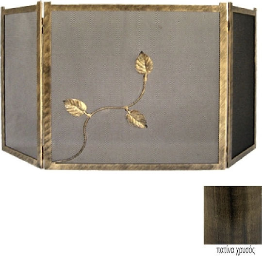 GTMED Ecran de protecție pentru șemineu din metal cu 3 foi 90x50cm Auriu