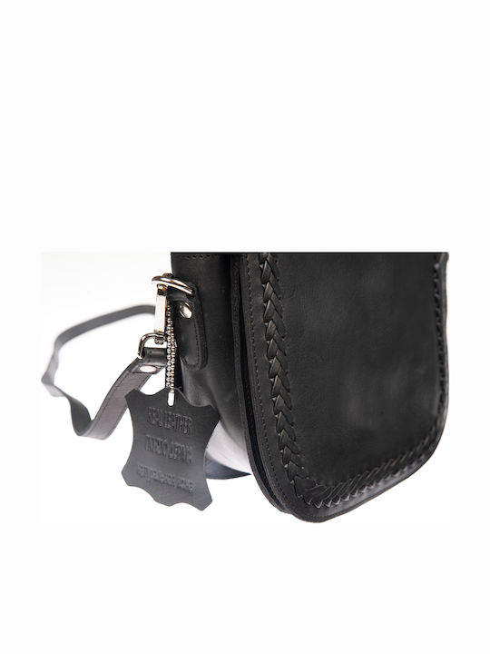 Leder Damentasche Schultertasche Schwarz