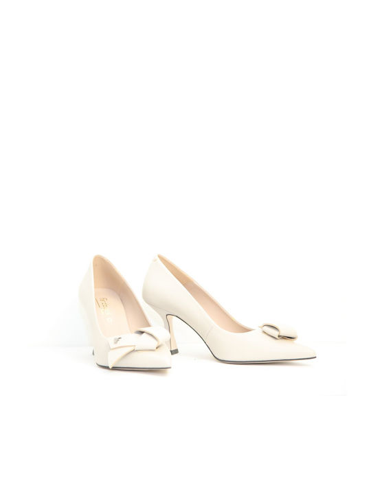 Fardoulis Leather White Medium Heels