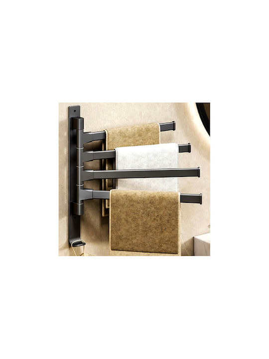 Wall-Mounted Bathroom Shelf Unit with 4 Positions ​31.5x30cm Black
