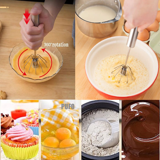 Semi-automatic Whisking Stick Pufo Made Stainless Steel Manual Operation Frothing Mixing 31 Cm