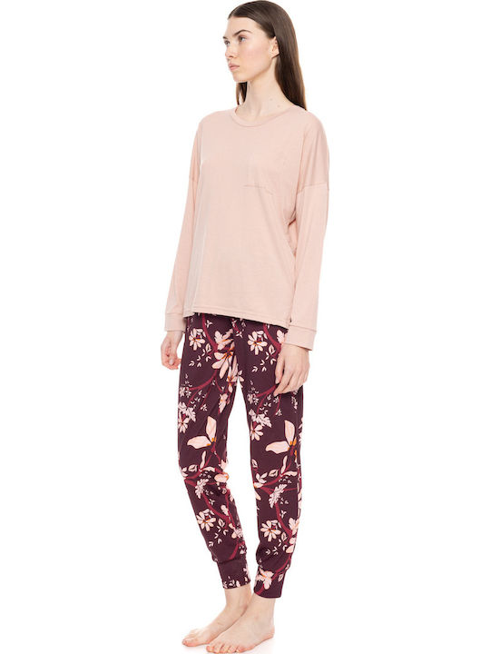 Pink Label Winter Damen Pyjama-Set Salmon