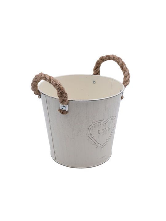 Uncle George Planter Metal Beige 13x13cm.