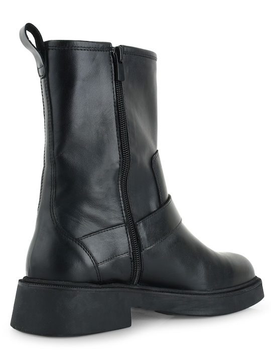 Leder Stiefeletten Damen Schwarz