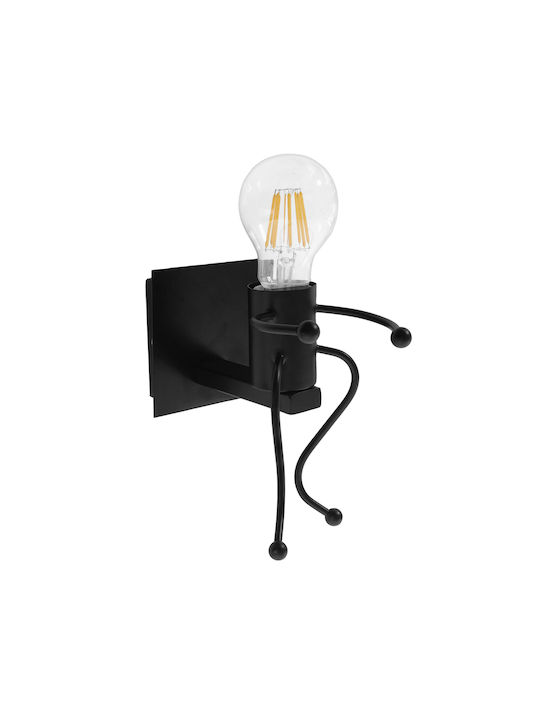 GloboStar Figure Modern Wall Lamp with Socket E27 Black Width 19cm