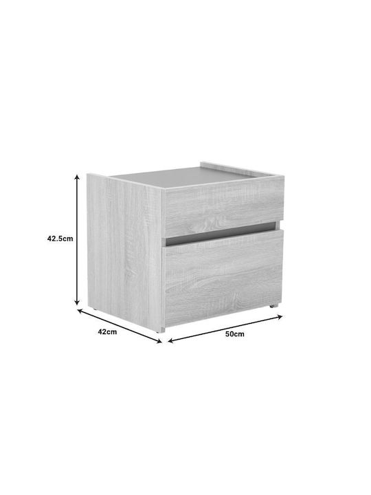 Κομοδίνο Comcie Ξύλινο Μπεζ 50x42x45.5cm