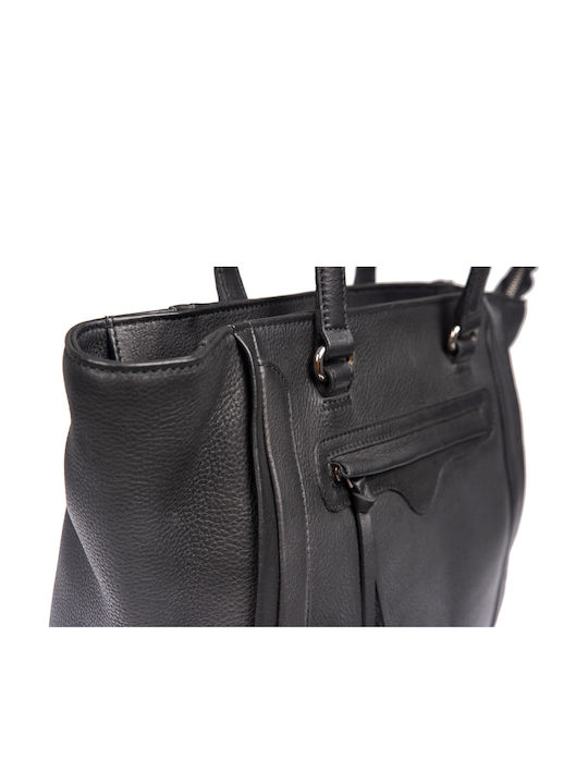 Leder Damentasche Schultertasche Schwarz