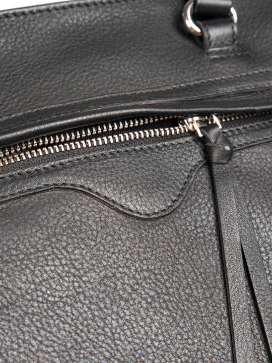 Leder Damentasche Schultertasche Schwarz